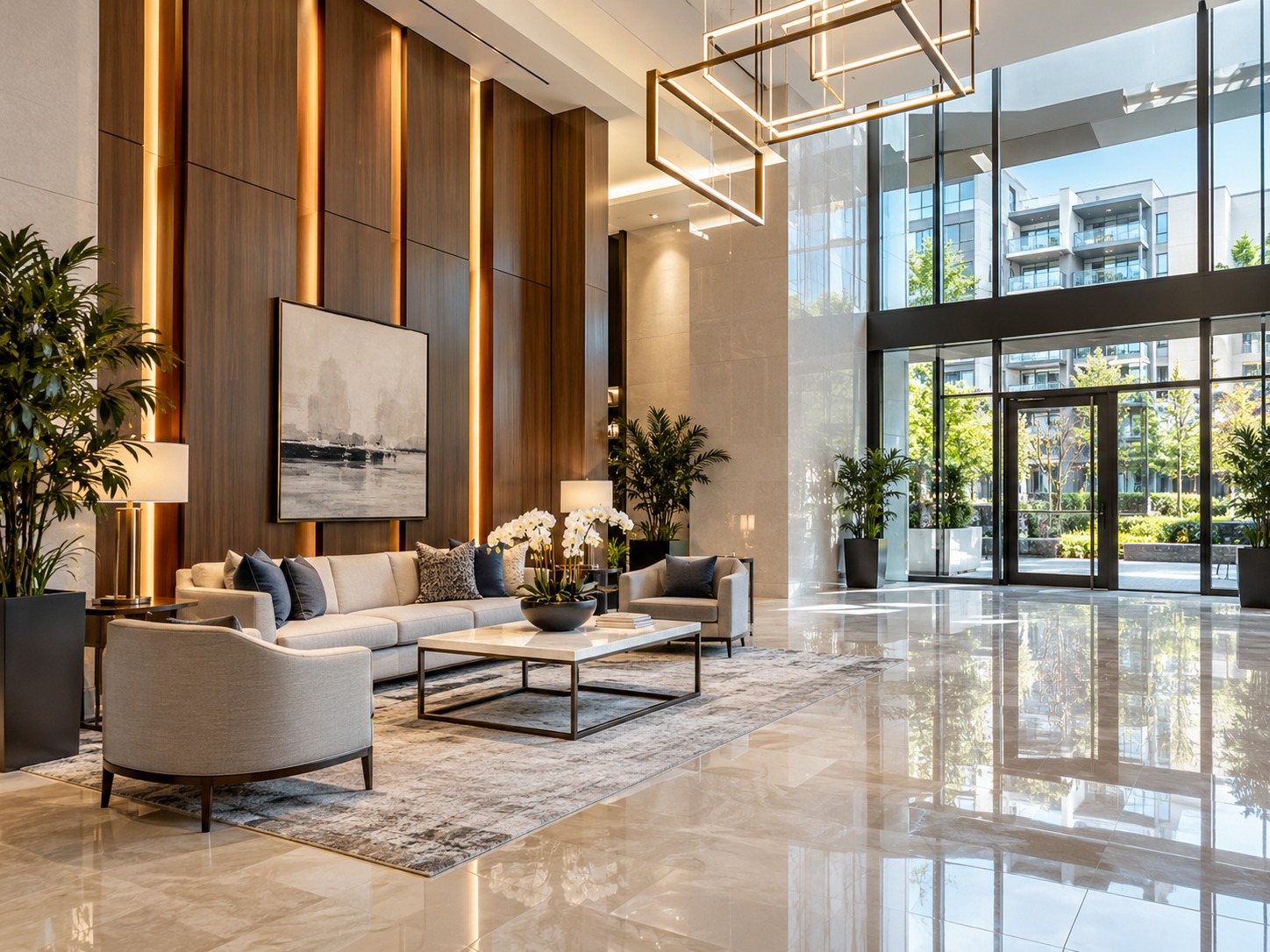 Modern condominium lobby