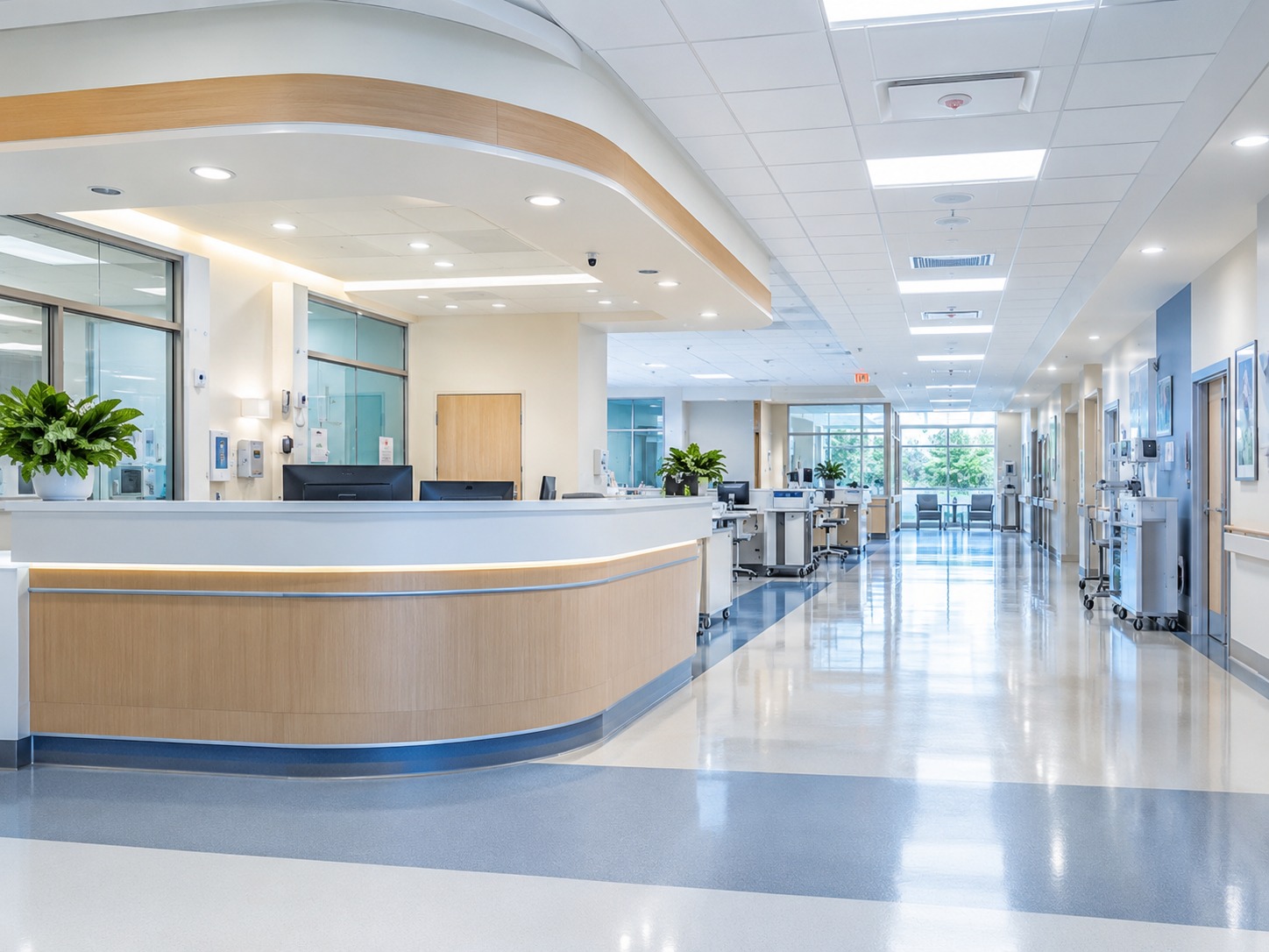 Modern hospital corridor